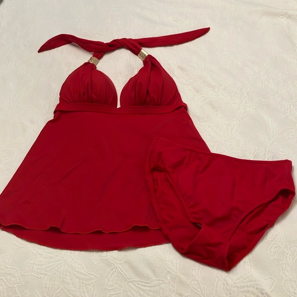 Venus Goddess Ruffle Hem Halter Tankini Swimsuit Top & Bottom - Picture 1 of 8